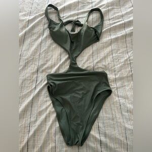 Aerie One Piece Swimsuit Olive Green Size M Long